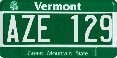 VT license plate AZE129
