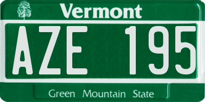 VT license plate AZE195
