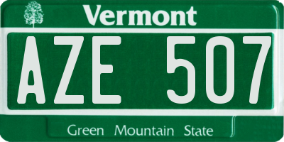 VT license plate AZE507