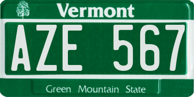 VT license plate AZE567
