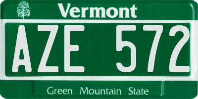 VT license plate AZE572