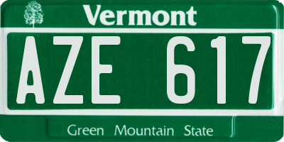 VT license plate AZE617