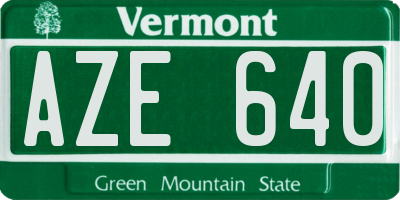 VT license plate AZE640