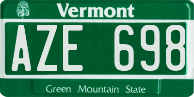 VT license plate AZE698
