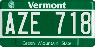 VT license plate AZE718