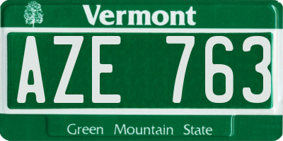 VT license plate AZE763