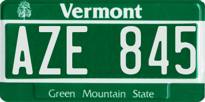 VT license plate AZE845
