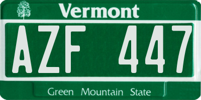 VT license plate AZF447