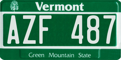 VT license plate AZF487