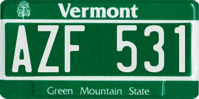 VT license plate AZF531