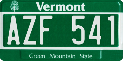 VT license plate AZF541
