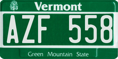 VT license plate AZF558