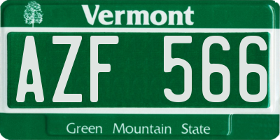 VT license plate AZF566