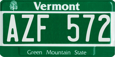 VT license plate AZF572