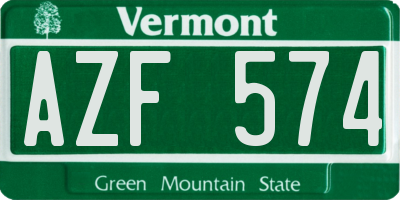 VT license plate AZF574