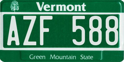 VT license plate AZF588