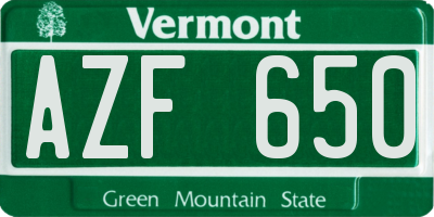 VT license plate AZF650