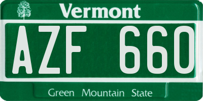 VT license plate AZF660