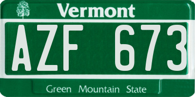 VT license plate AZF673