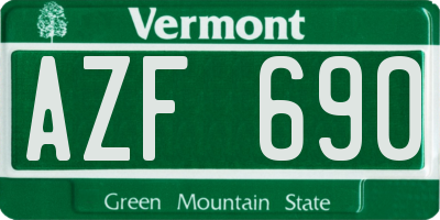 VT license plate AZF690