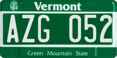 VT license plate AZG052