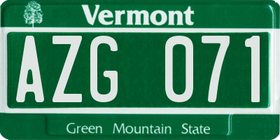 VT license plate AZG071