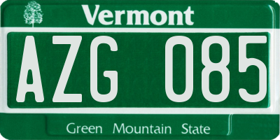 VT license plate AZG085