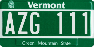 VT license plate AZG111