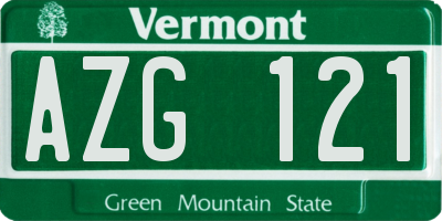 VT license plate AZG121