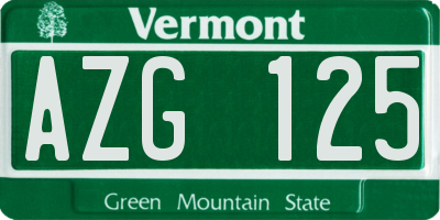 VT license plate AZG125
