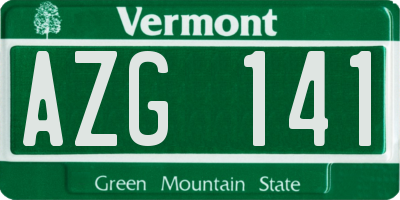 VT license plate AZG141