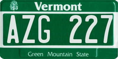 VT license plate AZG227