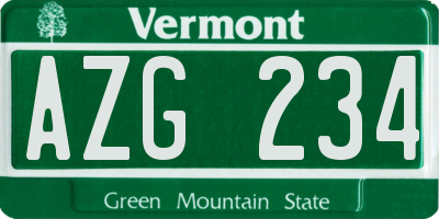 VT license plate AZG234