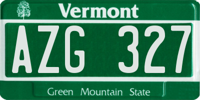 VT license plate AZG327