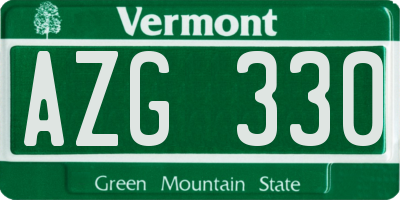 VT license plate AZG330