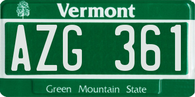 VT license plate AZG361