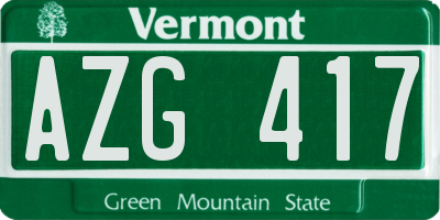 VT license plate AZG417