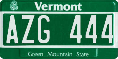 VT license plate AZG444