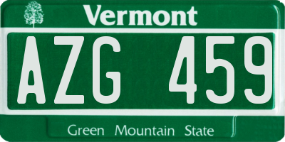 VT license plate AZG459