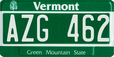 VT license plate AZG462