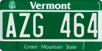 VT license plate AZG464