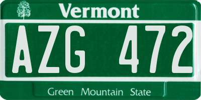 VT license plate AZG472
