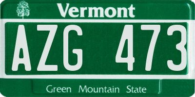 VT license plate AZG473