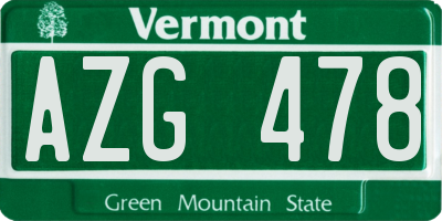 VT license plate AZG478