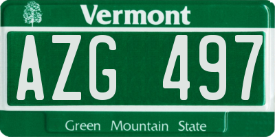 VT license plate AZG497
