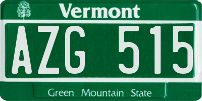 VT license plate AZG515
