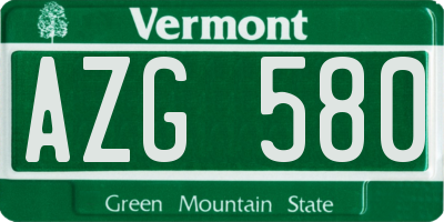 VT license plate AZG580