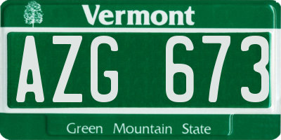 VT license plate AZG673