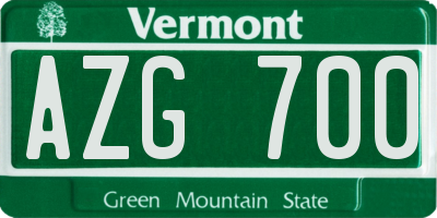 VT license plate AZG700