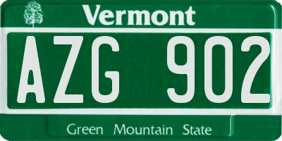 VT license plate AZG902